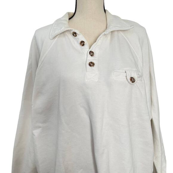 Vintage Y2K White Cotton Stuff Oversized Pullover Sweater Mens Large Button Up - Picture 4 of 10